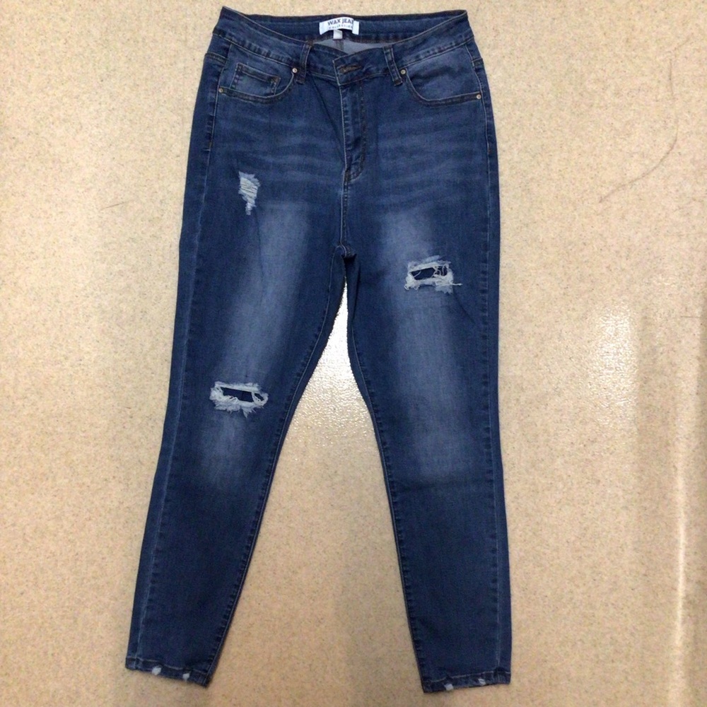 Distressed Blue Jeans